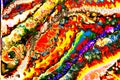 viscous mass flow, changed color scheme, colorful background, 2