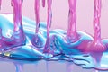 Viscous Pink and Blue Liquid Streams