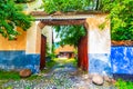 Viscri, Brasov, Romania: Blue painted traditional house from Viscri village, Transylvania Royalty Free Stock Photo