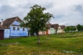 Viscri traditional colorful farm houses in Romania Royalty Free Stock Photo