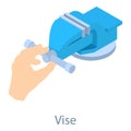 Vise tool icon, isometric 3d style