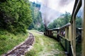 Viseu de Sus, Romania - August 17, 2017: View of the Mocanita Train, a steam train in Maramures County, Romania