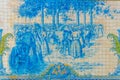 VISEU, PORTUGAL, MAY 20, 2019: Azulejo mosaics at praca republica at Viseu, Portugal