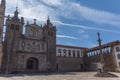 View at Churchyard Square of the Cathedral of Viseu, front facade of the Cathedral, and GrÃo Vasco Museum, tourist people,