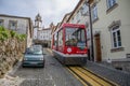 View from a public funicular, clean modern urban transport in Viseu city