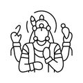 vishnu god indian line icon vector illustration