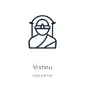 Vishnu icon. Thin linear vishnu outline icon isolated on white background from india collection. Line vector vishnu sign, symbol