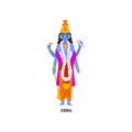 Vishnu Indian God cartoon character vector Illustration on a white background