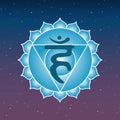 Vishuddha chakra icon symbol blue esoteric yoga indian buddhism