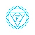 Vishuddha icon. The fifth guttural chakra. Vector blue line symbol. Sacral sign. Meditation