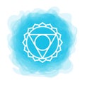 Vishuddha icon. The fifth guttural chakra. Vector blue smoky circle. Line symbol. Sacral sign. Meditation