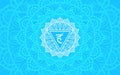 Vishuddha, throat chakra symbol. Colorful mandala. Vector illustration Royalty Free Stock Photo