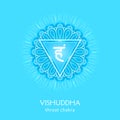 Vishuddha, throat chakra symbol. Colorful mandala. Vector illustration