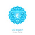 Vishuddha, throat chakra symbol. Colorful mandala. Vector illustration