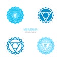 Vishuddha, throat chakra symbol. Colorful mandala. Vector illustration Royalty Free Stock Photo