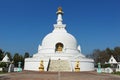 Vishwa Shanti Stupa, also called the Peace Pagoda. Stupa comprises four golden statues of Lord Buddha with each representing his l Royalty Free Stock Photo