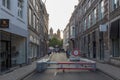 Visible crowd control measures to prevent terrosim attacks in downtown Maastricht