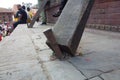 Visible damages after the earthquake, Durbar Square, Kathmandu, Nepal Royalty Free Stock Photo