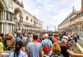 Very crowded day of tourists at Piazza San Marco in Venice Italy Royalty Free Stock Photo