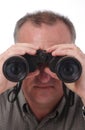 Visible Eyes In Binoculars Royalty Free Stock Photo