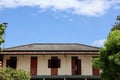 Visible landscape old wooden building tiled roof outdoor sky background image concept for background copy space free Royalty Free Stock Photo