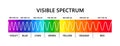 Visible light spectrum. Optical light wavelength. Electromagnetic visible color spectrum for human eye. Vector gradient Royalty Free Stock Photo