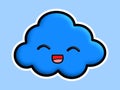 Kawaii cloud with happy expression on a blue background