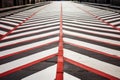 Visible Striped speed bump on street. Generate Ai Royalty Free Stock Photo