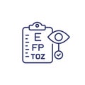 vision acuity and eyesight testing line icon