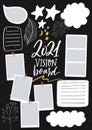 Vision board template with place for goals, lists, photos and inspiration. Dream collage for teens, nursery poster