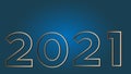 Vision 2021 on a classic blue background gold large figures into frame with two rounded corners. Vector illustration