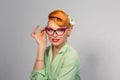 Vision, woman with eye glasses Royalty Free Stock Photo