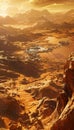A vision of colonized mars terraforming red terrain with green patches and advanced infrastructure Royalty Free Stock Photo