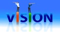 Vision concept business man looking through telescope from a cliff Royalty Free Stock Photo