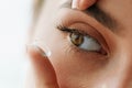 Vision Contact Lenses. Closeup With Beautiful Woman Face Royalty Free Stock Photo