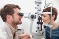 Vision control with the slit lamp