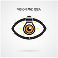 Vision and creative light bulb idea concept , eye symbol Royalty Free Stock Photo