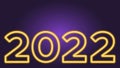 Vision 2022 on a dark violet background with yellow neon large figures. Vector illustration with copy space is suitable