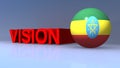 Vision with Ethiopia flag on blue