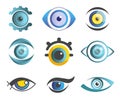 Vision eyes isolated abstract icons color pupils
