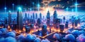 A Vision of the Future Isometric Cloud City Depicts Advanced Data Centers Cloud Computing and Secure Network Royalty Free Stock Photo