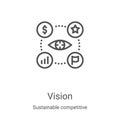 vision icon vector from sustainable competitive advantage collection. Thin line vision outline icon vector illustration. Linear Royalty Free Stock Photo