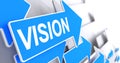 Vision - Label on the Blue Arrow. 3D.