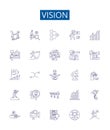 Vision line icons signs set. Design collection of Perception, Gaze, Imagination, Outlook, Sight, Prospect, Observation