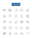 Vision line icons signs set. Design collection of Perception, Gaze, Imagination, Outlook, Sight, Prospect, Observation