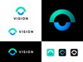 Vision logo. Eyes clinic, ophthalmology emblem. Abstract symbol as a eye. Corporate identity and web buttons.