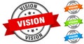 vision stamp. round band sign set. label