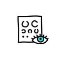 Vision test doodle icon, vector color illustration Royalty Free Stock Photo