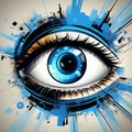 Vision of Tomorrow: Blue Eye Future Vision Banner Royalty Free Stock Photo