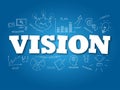 Vision word on light blue background. Vector illustration Royalty Free Stock Photo